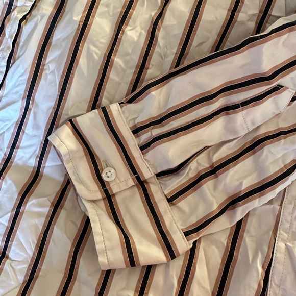 Frank & Eileen - The Barry Button Down Shirt in cream with camel stripe - Picture 10 of 15